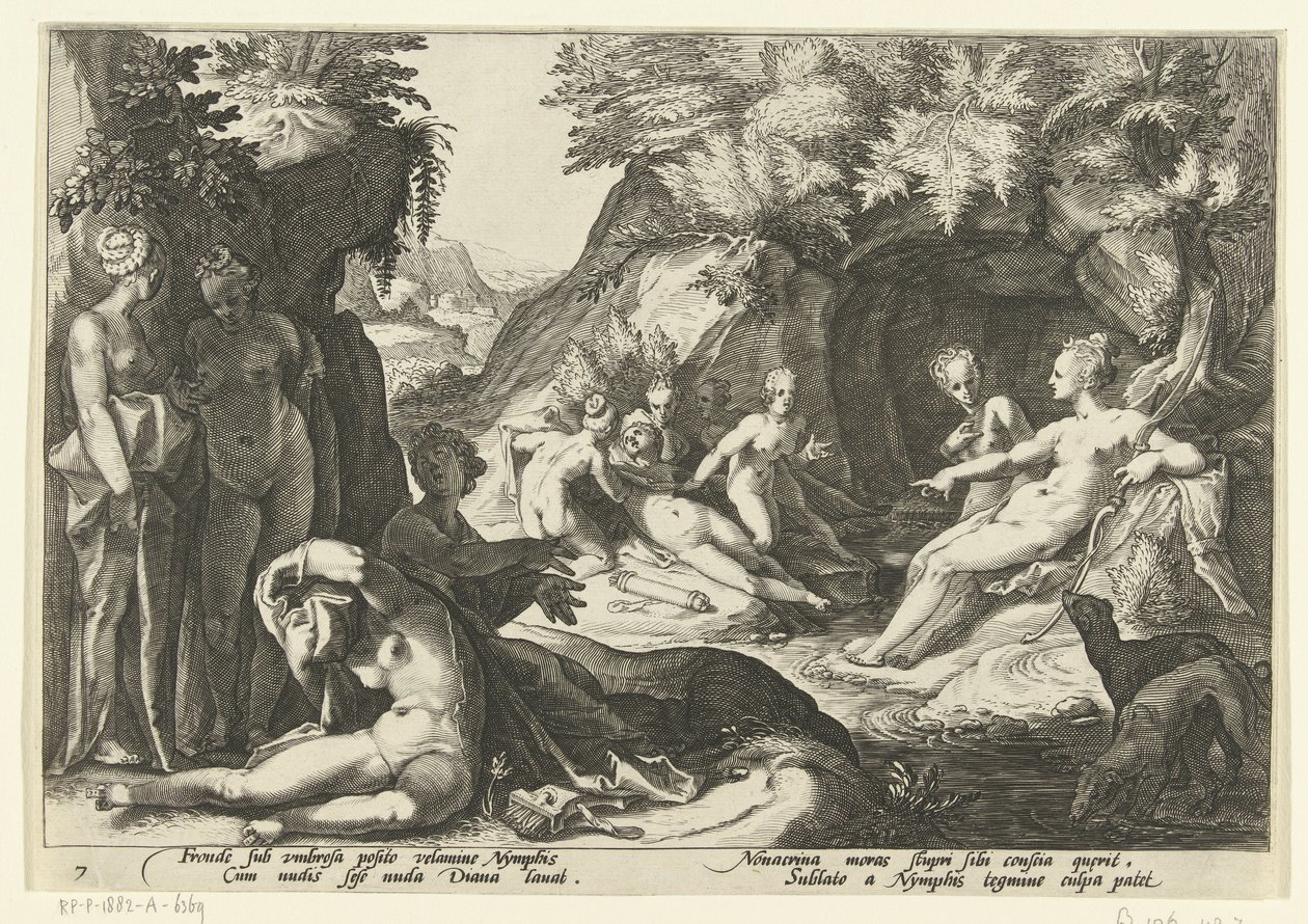 Diana zjistí těhotenství Callisto Ovidiovy metamorfózy (název série) od Hendrick Goltzius (workshop of)