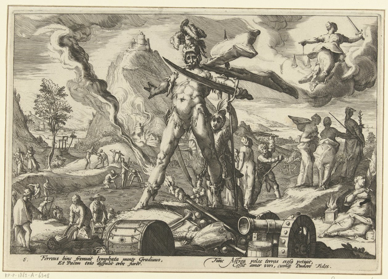Doba železná Ovidiovy metamorfózy (název série) od Hendrick Goltzius (workshop of)