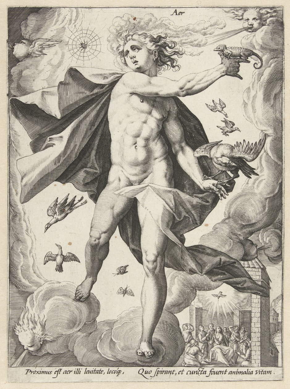 Nebe Aer (název na objektu) The Four Elements (název série) od Hendrick Goltzius (workshop of)