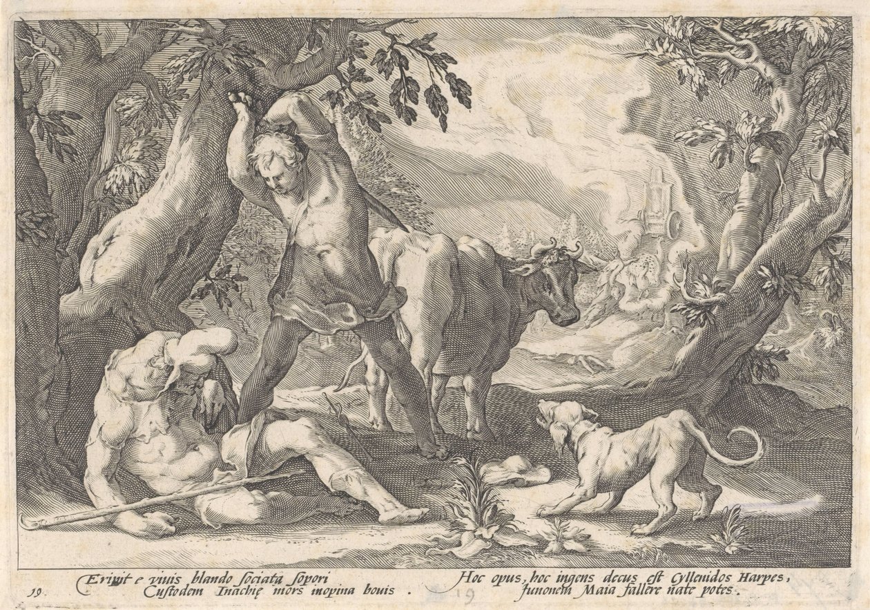 Merkur zabíjí Arguse Metamorfózy Ovidia (název série) od Hendrick Goltzius (workshop of)