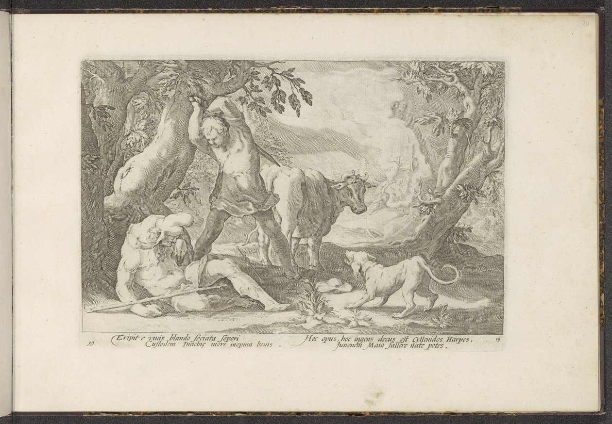 Mercurius doodt Argus Ovidiovy metamorfózy (název série) Herescheppingen van P. Ovidius Naso (název série) od Hendrick Goltzius (workshop of)
