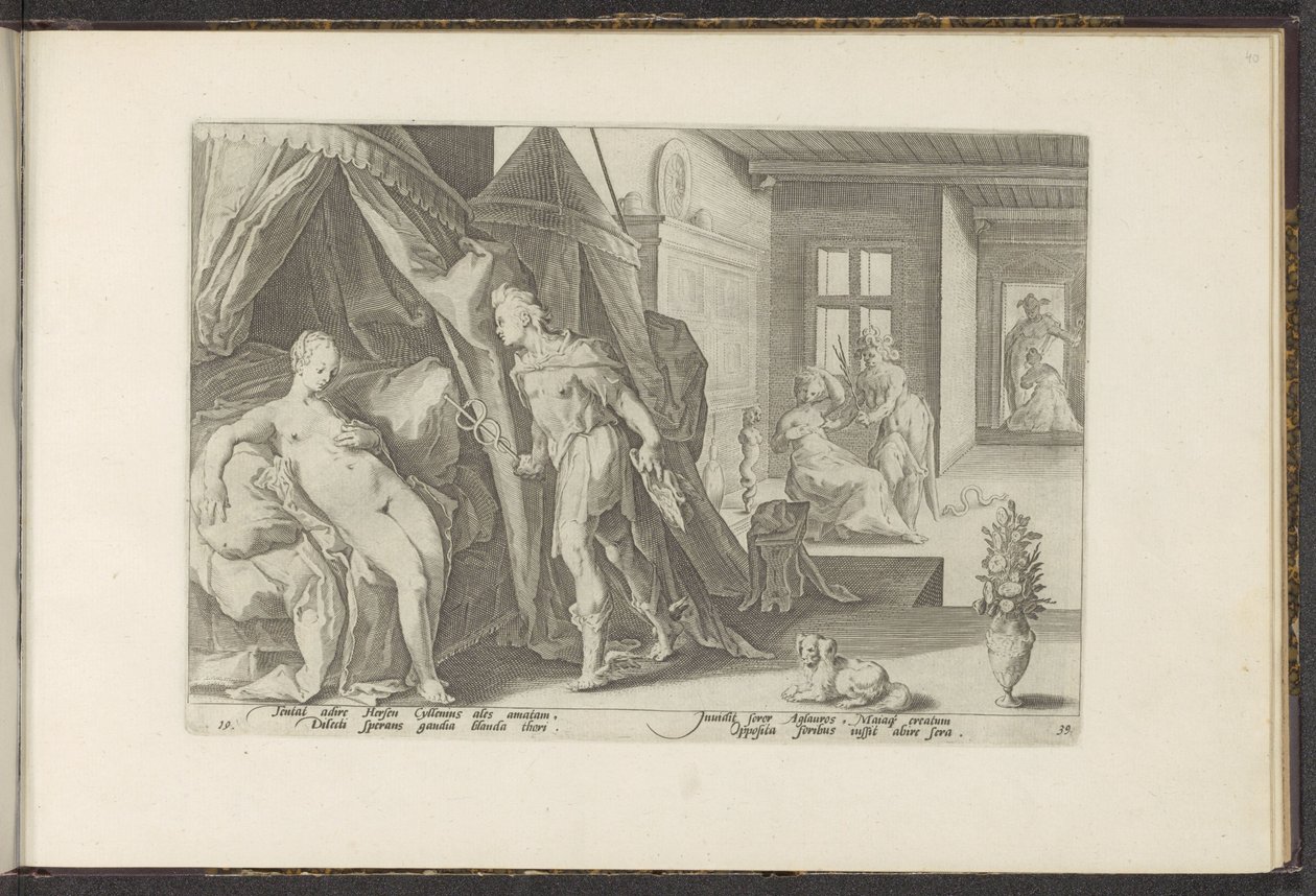 Mercurius v Hersesově fotoaparátu Ovidiovy metamorfózy (název série) Herescheppingen van P. Ovidius Naso (název série) od Hendrick Goltzius (workshop of)