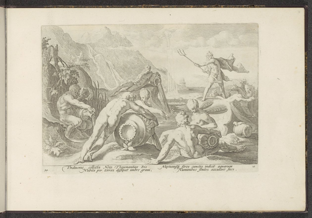Neptun a říční bohové způsobují potopu Ovidiovy metamorfózy (název série) Re-creations P. Ovidius Naso (název série) od Hendrick Goltzius (workshop of)