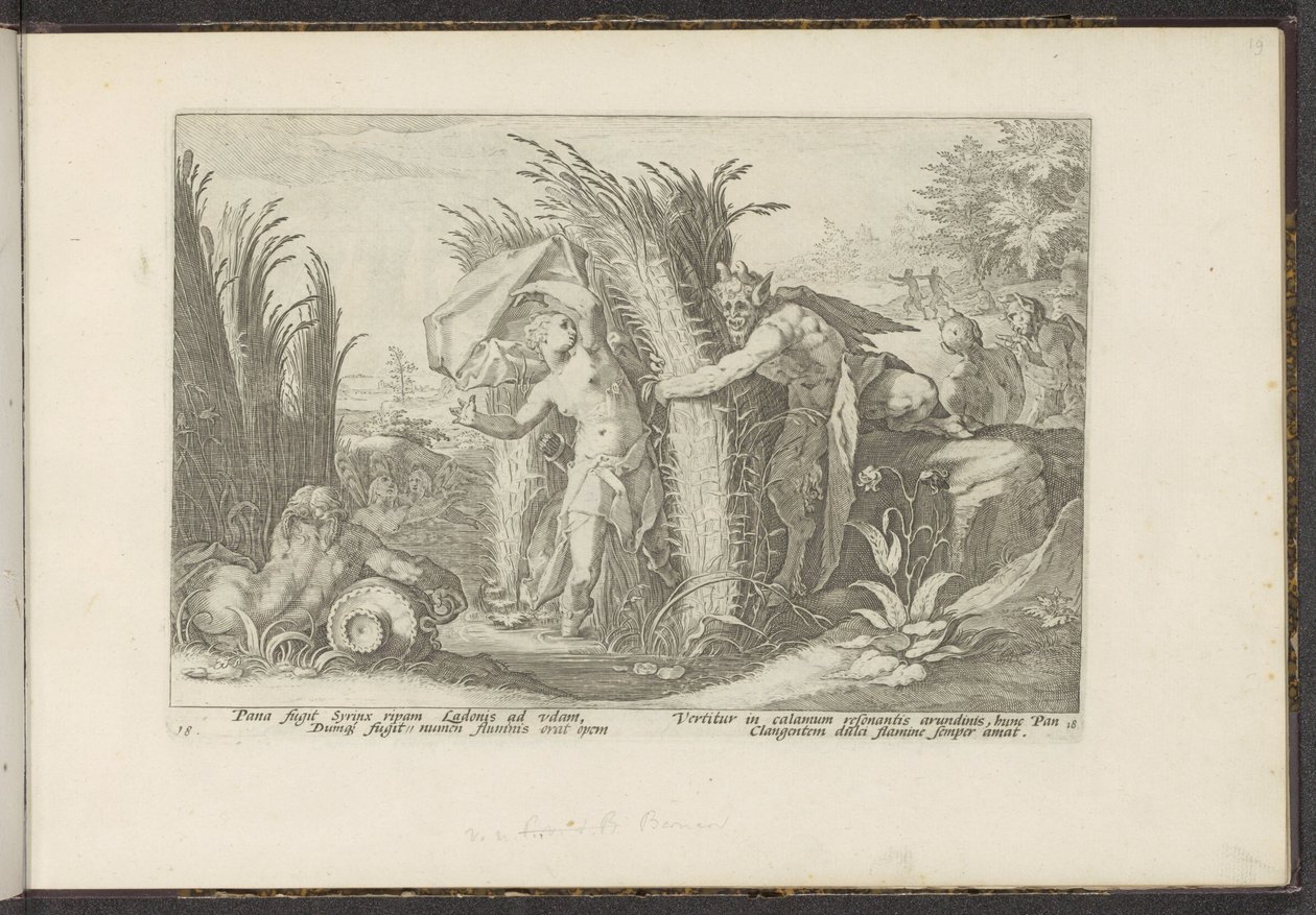 Chléb a Syrinx Ovidiovy metamorfózy (název série) Herescheppingen van P. Ovidius Naso (název série) od Hendrick Goltzius (workshop of)