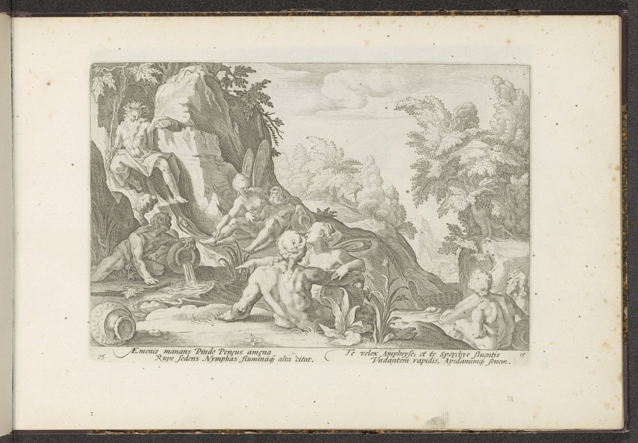 Peneus navštívili jiní říční bohové Ovidiovy metamorfózy (název série) Re-creations P. Ovidius Naso (název série) od Hendrick Goltzius (workshop of)