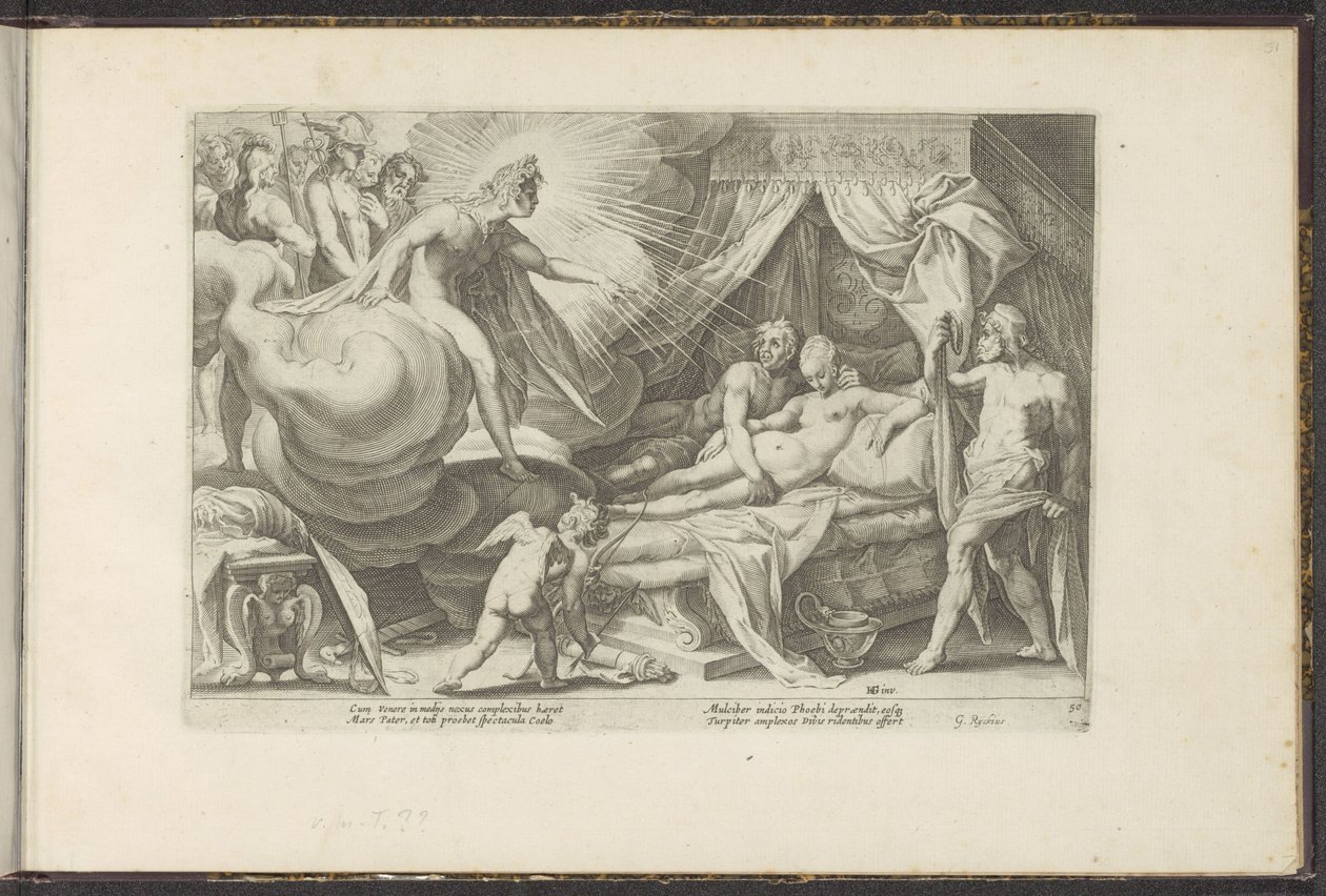 Venuše a Mars chyceny Ovidiovy metamorfózy (název série) Re-creations P. Ovidius Naso (název série) od Hendrick Goltzius (workshop of)