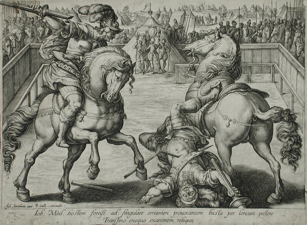 Souboj na koních od Hendrick Goltzius
