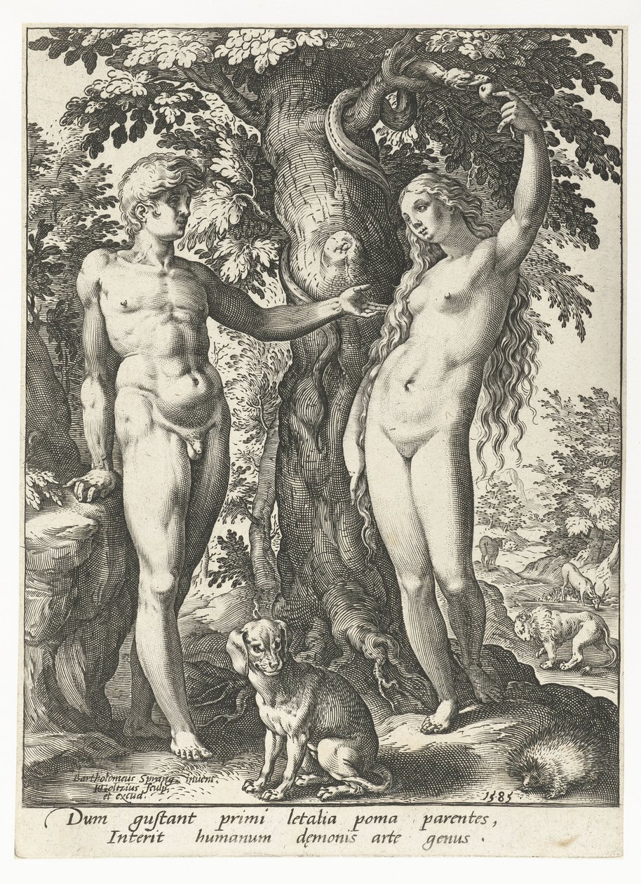 Adam a Eva a had od Hendrick Goltzius