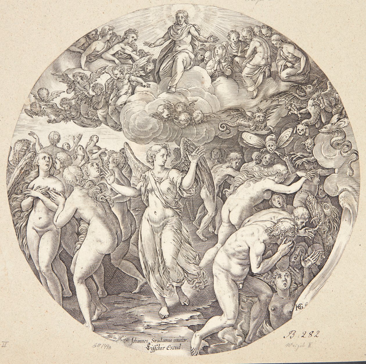 Oddělení spasených a zatracených od Hendrick Goltzius