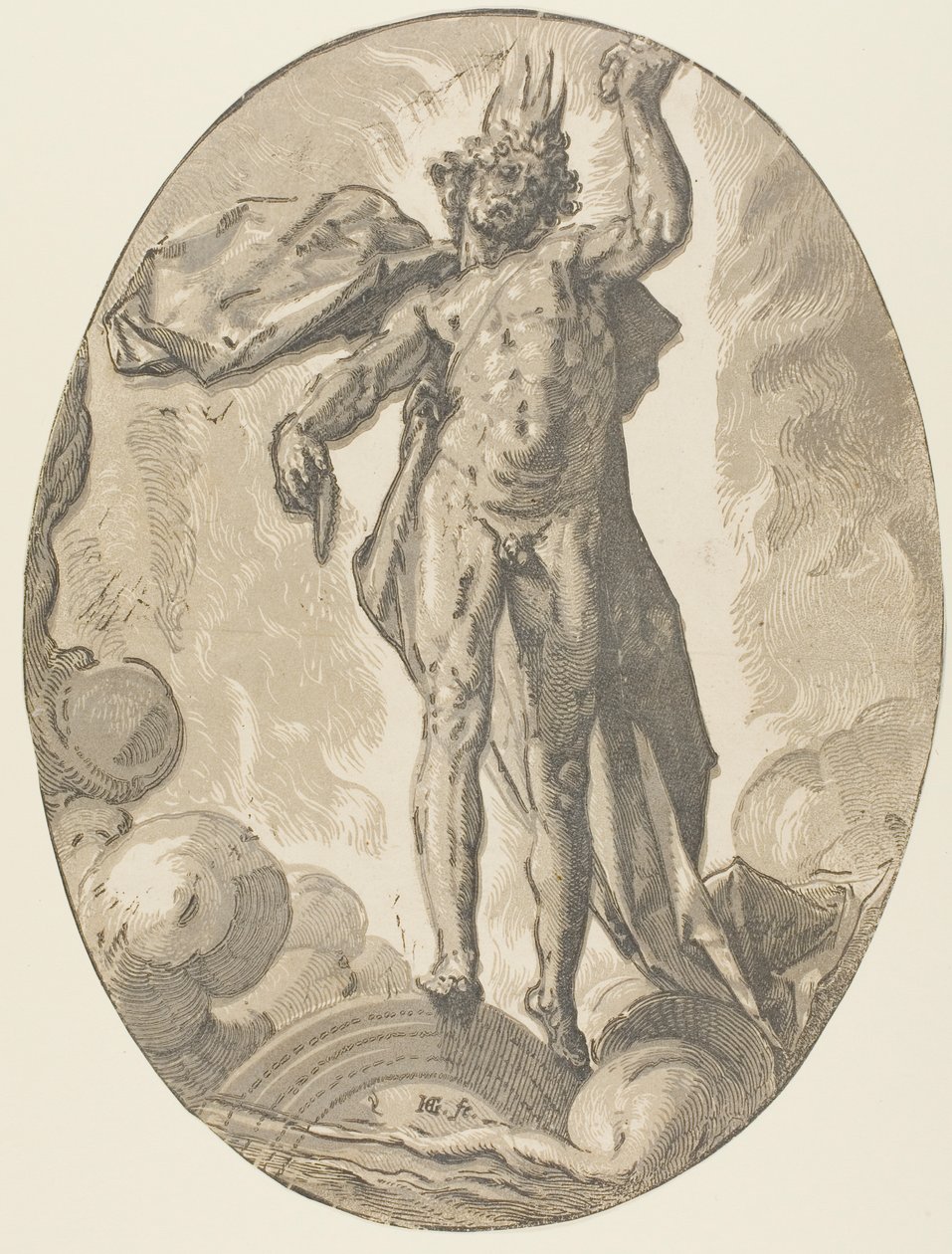 Aether, deska šest od Demogorgona a Božstev od Hendrick Goltzius