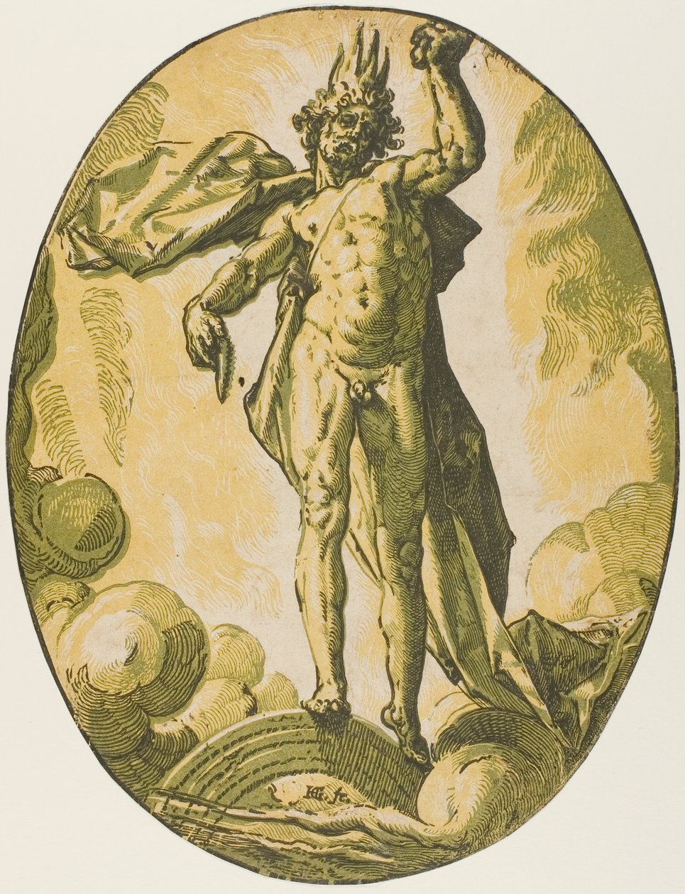 Aether, deska šest od Demogorgona a Božstev od Hendrick Goltzius