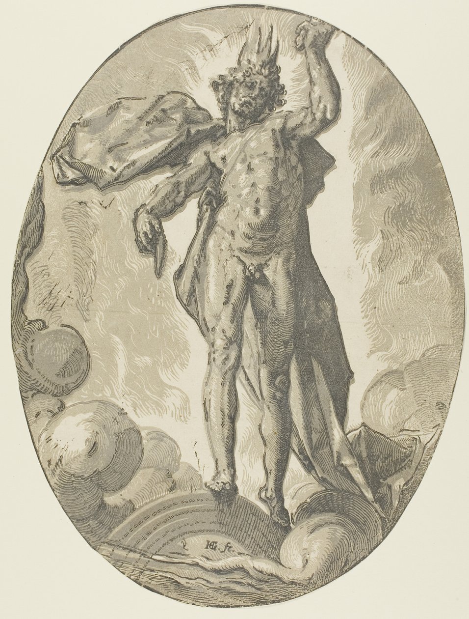 Aether, deska šest od Demogorgona a Božstev od Hendrick Goltzius