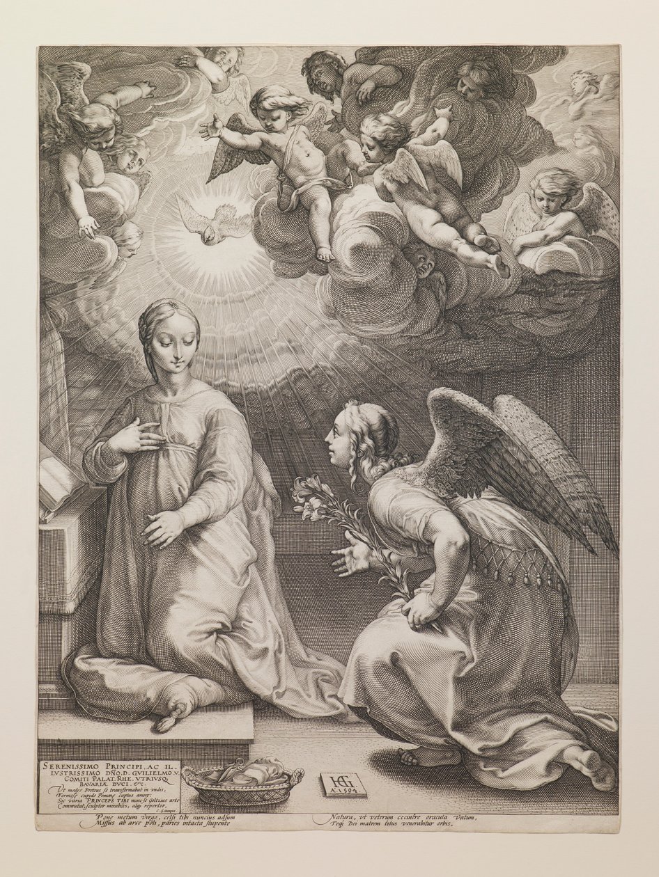 Zvěstování, ze série „Život Panny Marie“ od Hendrick Goltzius