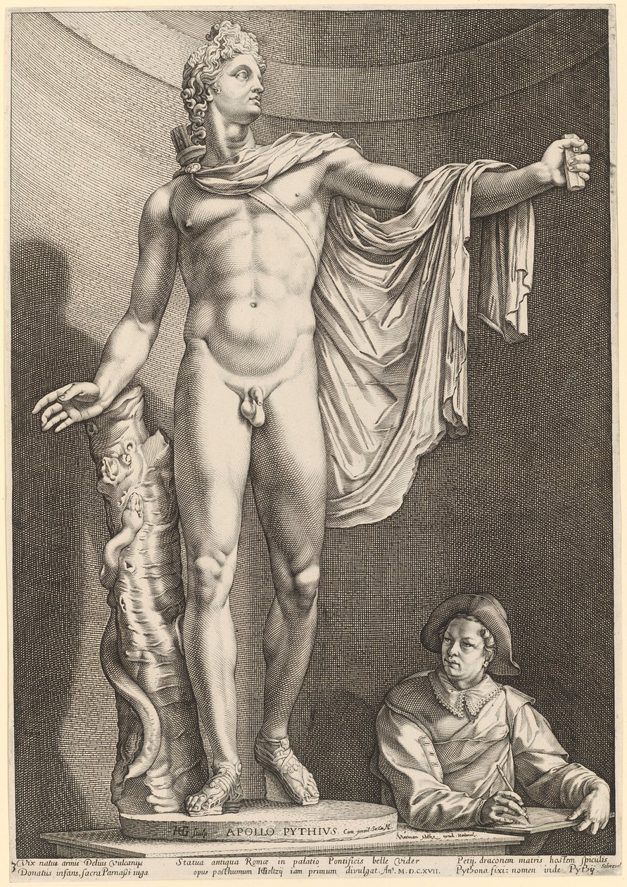 Apollón Belvederský, list 3 z "Tří antických soch z Říma" od Hendrick Goltzius