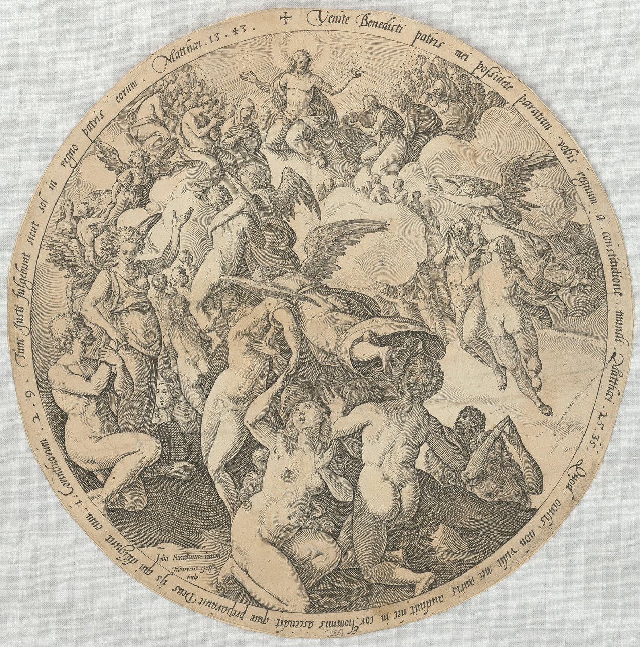 Vstoupení spravedlivých do nebe, list č. 3 ze série „Čtyři poslední věci“ od Hendrick Goltzius