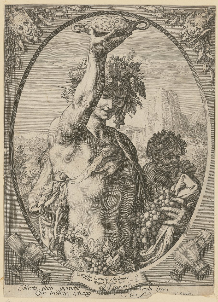 Bacchus, list 1 ze série „Bacchus, Venuše a Ceres“ od Hendrick Goltzius