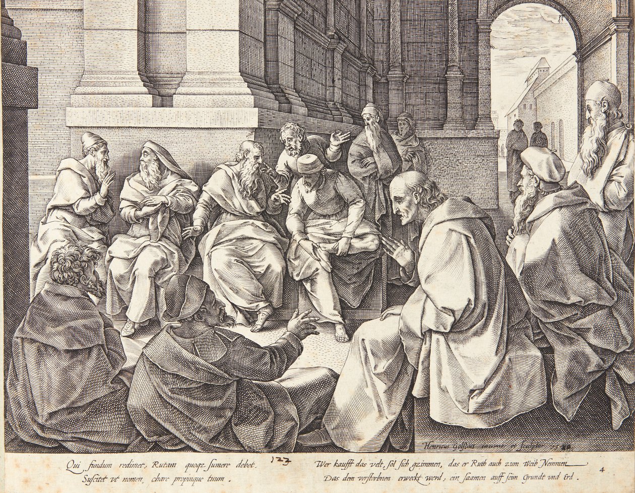 Boaz a deset starších od Hendrick Goltzius