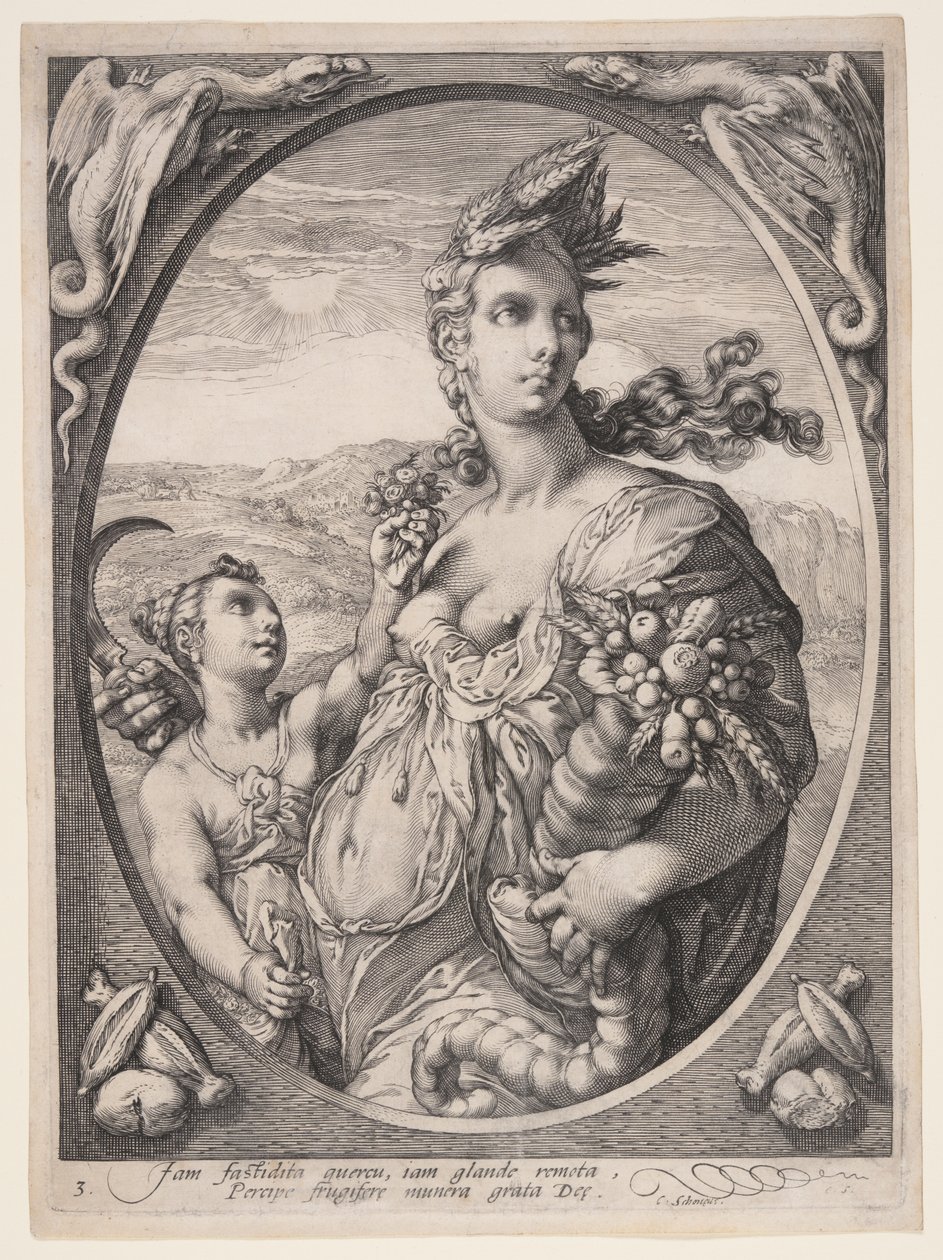 Ceres, od Tři pohanští bohové nebo bohyně od Hendrick Goltzius