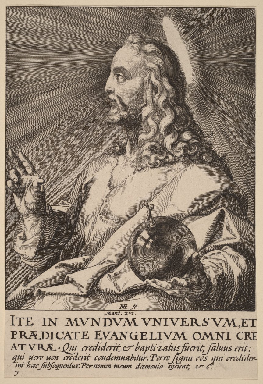 Kristus jako Salvator Mundi od Hendrick Goltzius