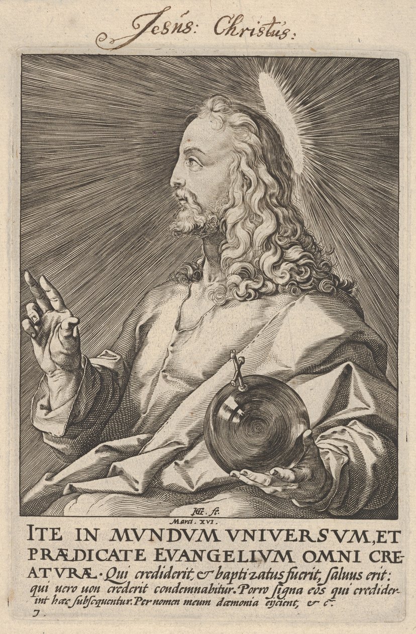 Kristus, z díla „Kristus, apoštolové a sv. Pavel s vyznáním víry“ od Hendrick Goltzius