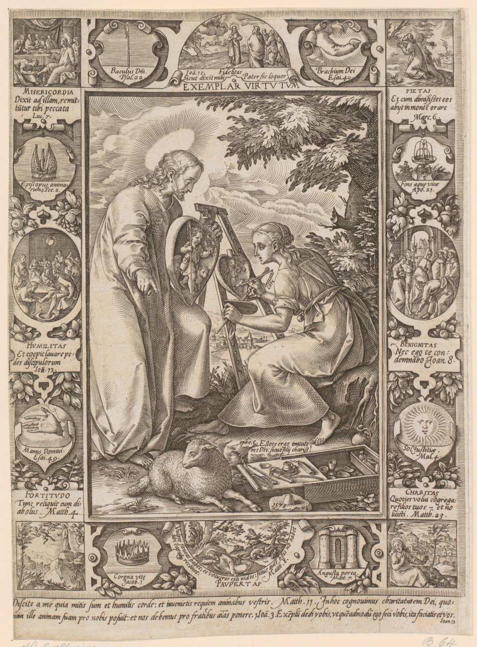 Kristus jako vzor ctnosti, list č. 4 ze série „Kristův život“ od Hendrick Goltzius