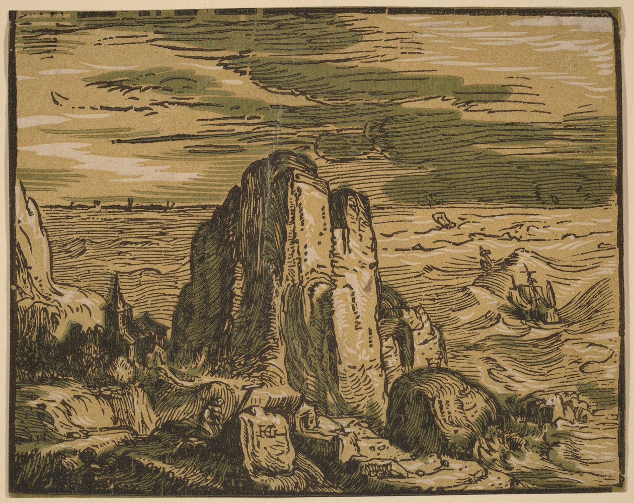 Útes na mořském pobřeží od Hendrick Goltzius