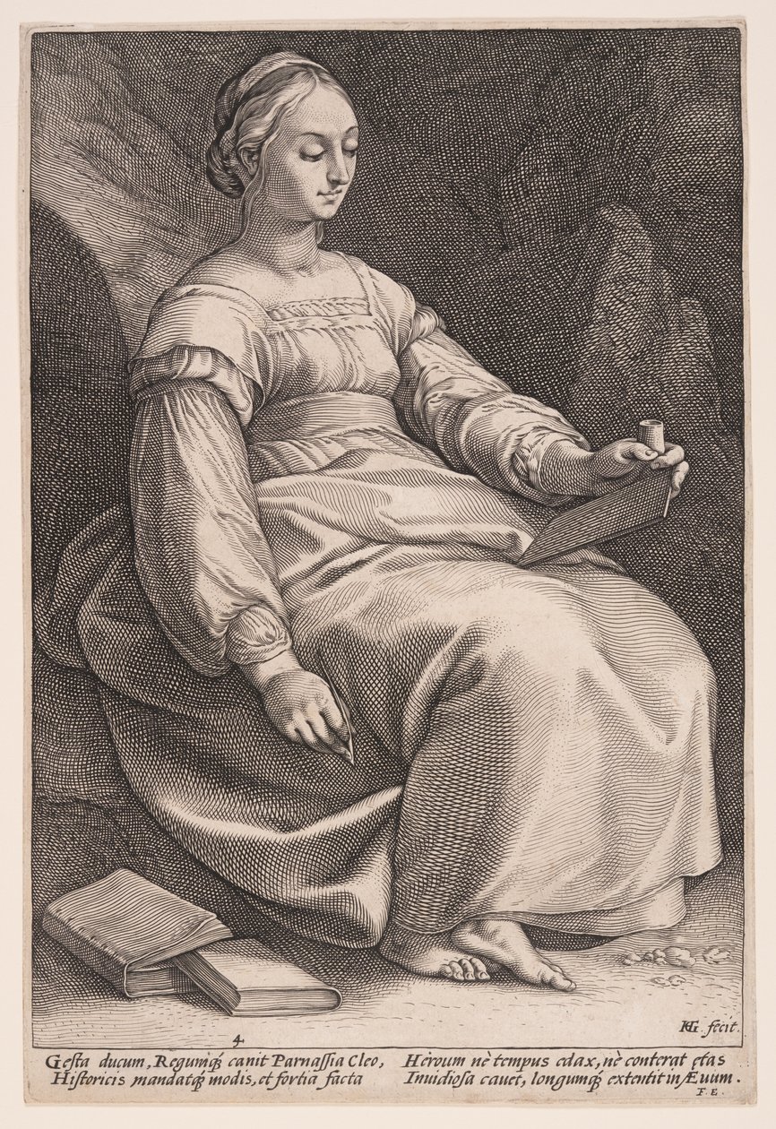 Clio, múza dějin, z knihy Devět múz od Hendrick Goltzius
