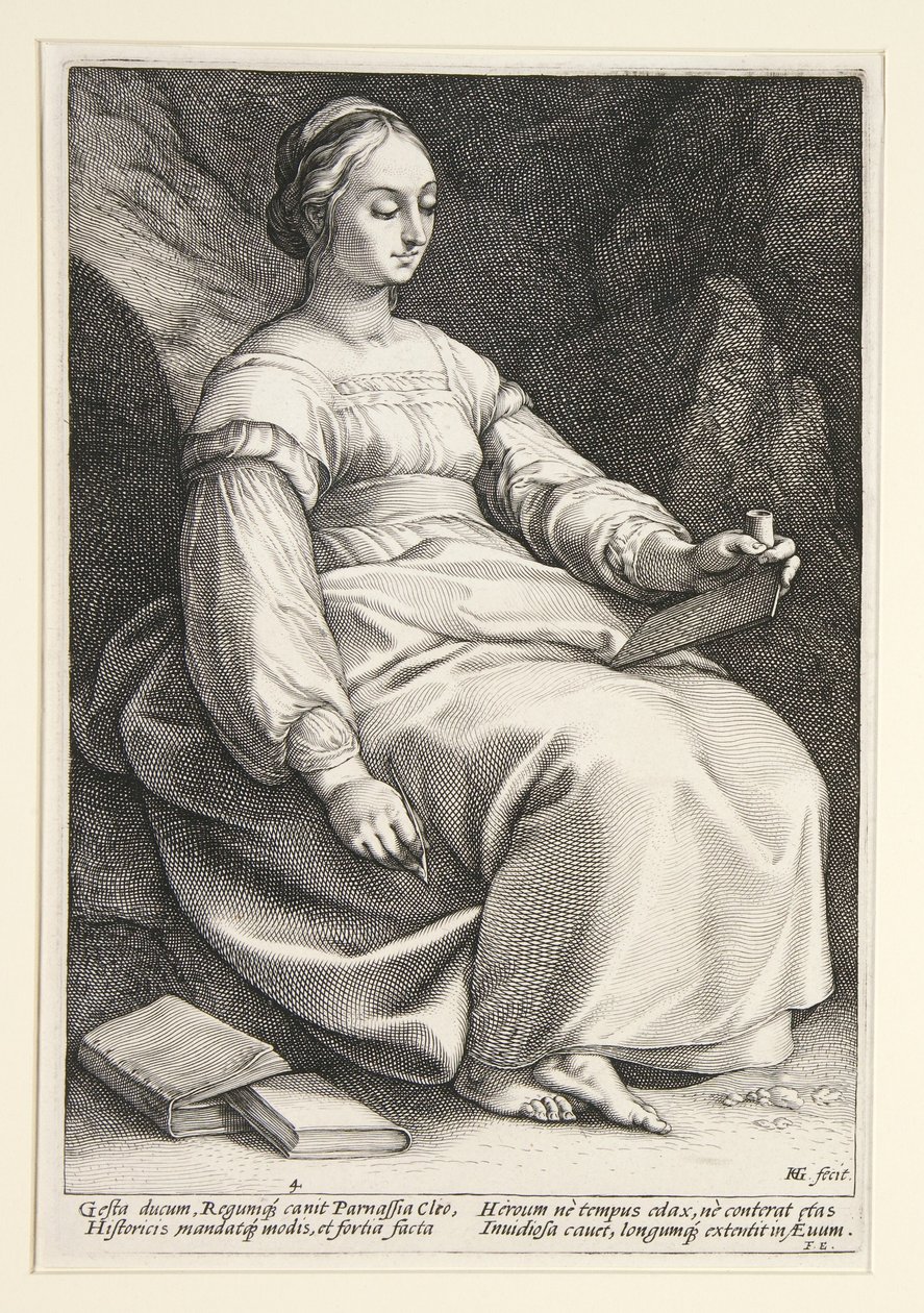 Kleió, list 4 ze série „Devět múz“ od Hendrick Goltzius