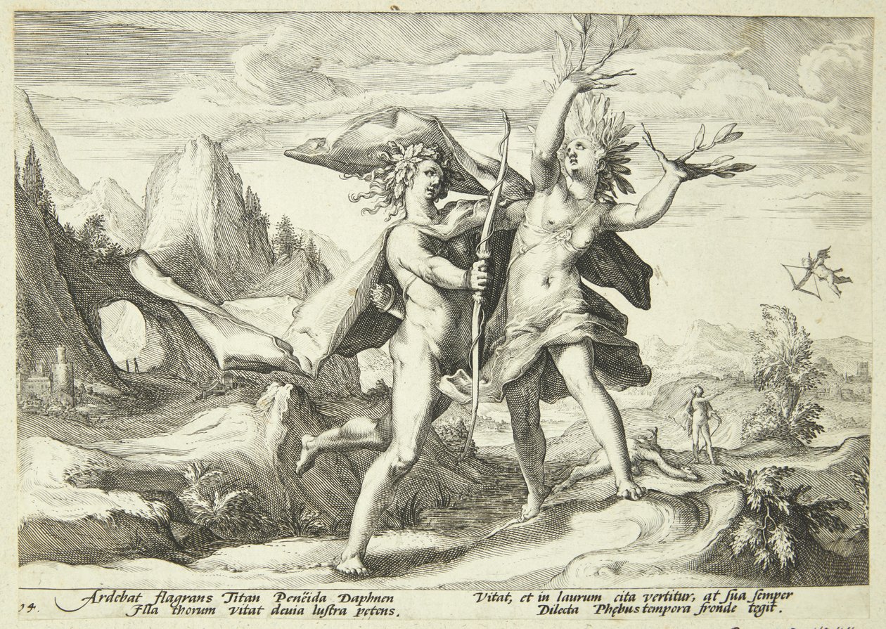 Daphne se proměnila ve vavřín od Hendrick Goltzius
