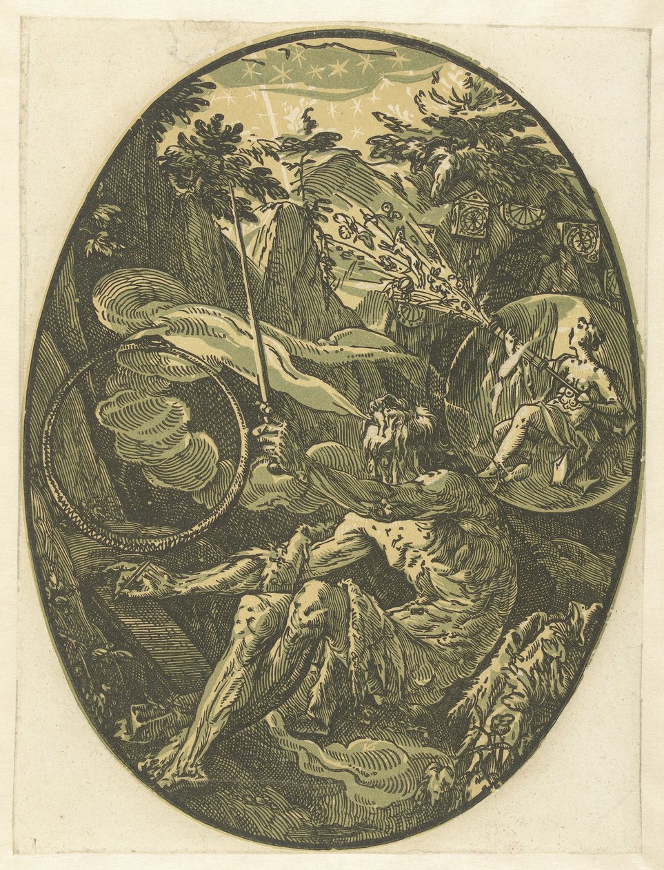 Demogorgon v jeskyni věčnosti Bohové a bohyně (název série) od Hendrick Goltzius
