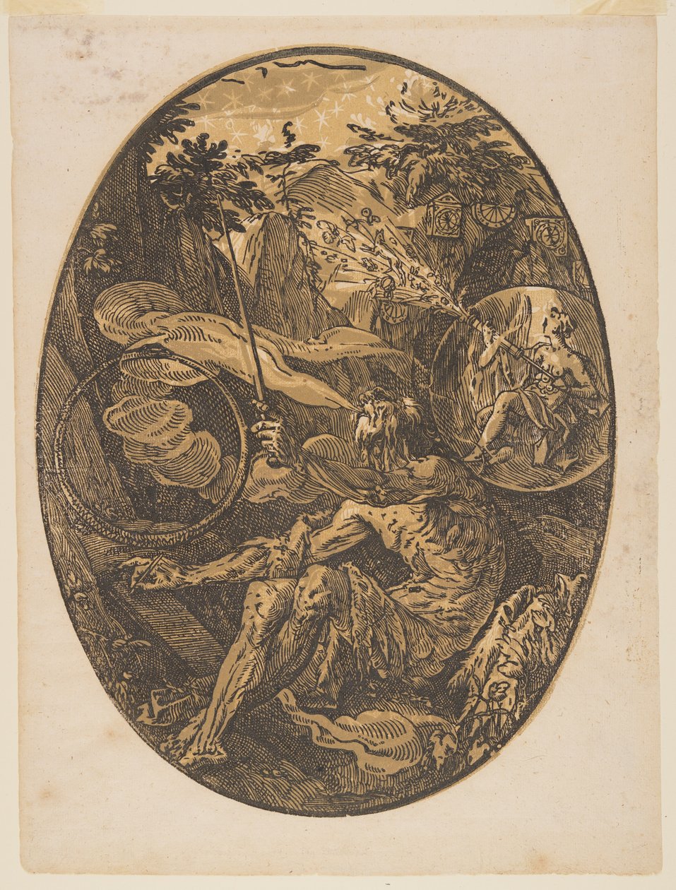 Demogorgon v Jeskyni věčnosti, z knihy Božstva od Hendrick Goltzius