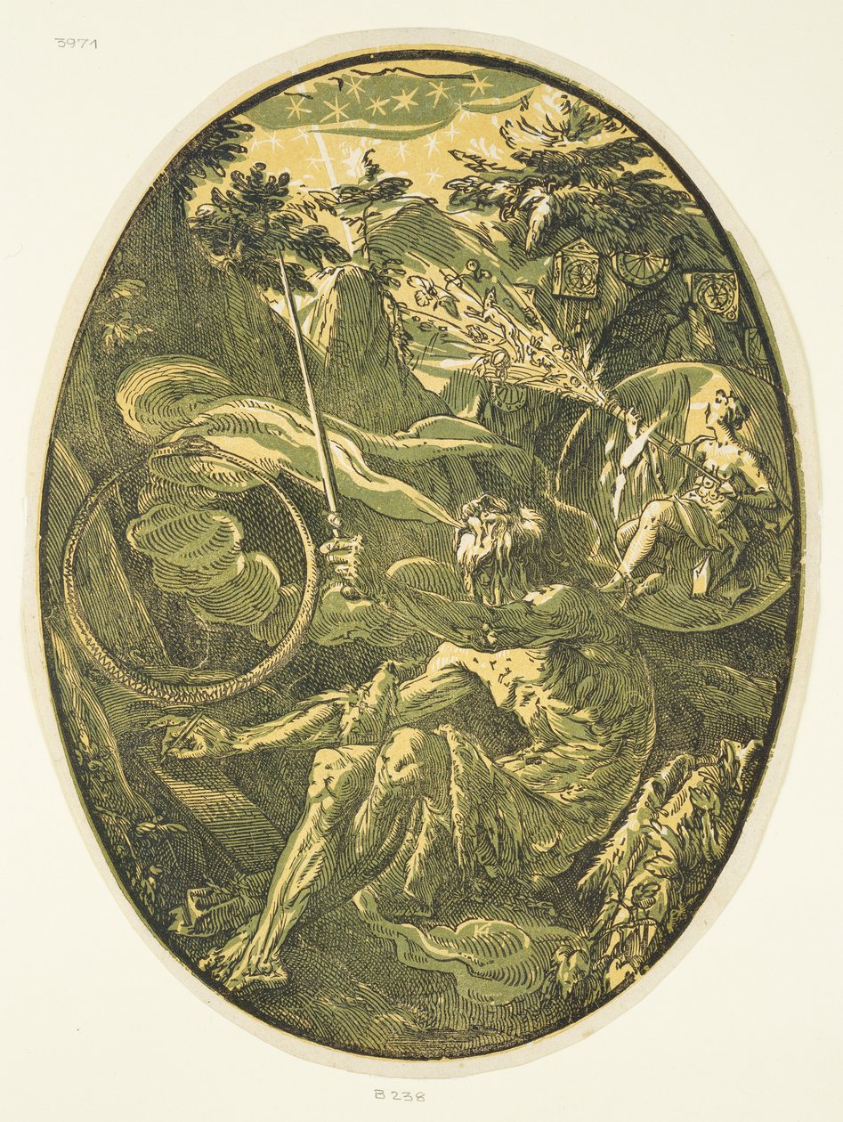 Demogorgon v Jeskyni věčnosti, ze série „Demogorgon a božstva“ od Hendrick Goltzius