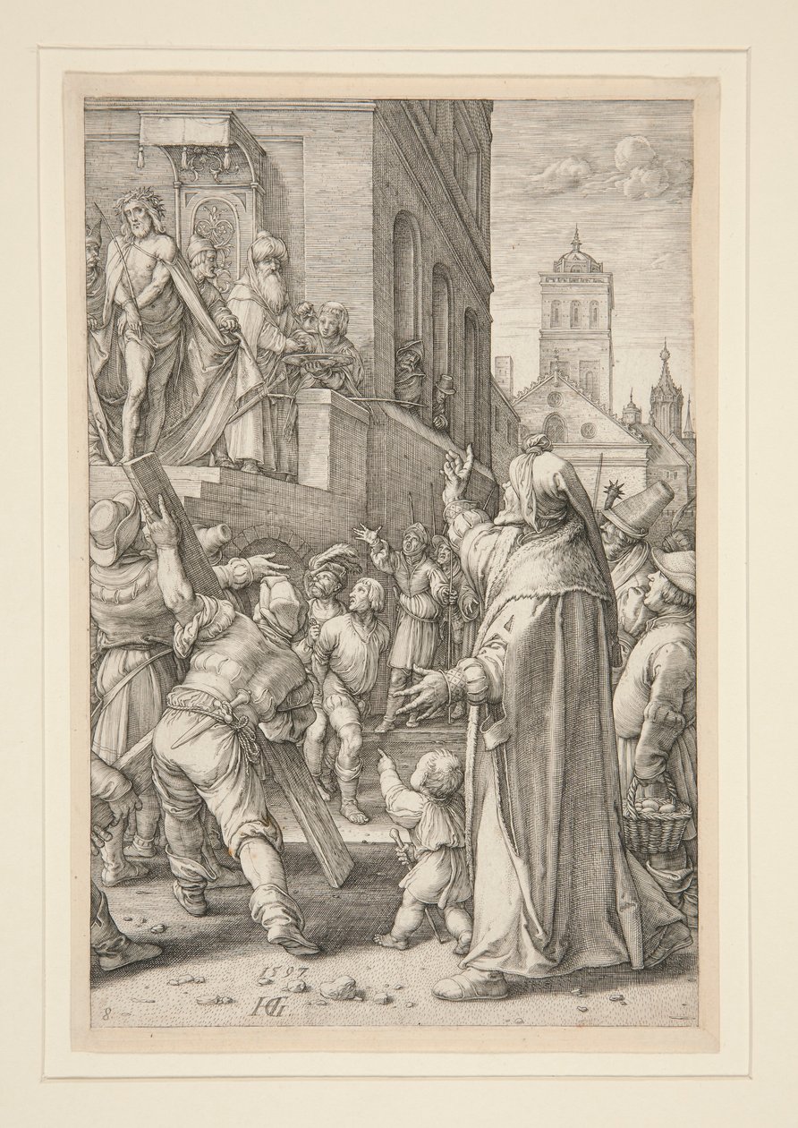Ecce Homo, z The Passion, #8 v sérii 12 rytin od Hendrick Goltzius
