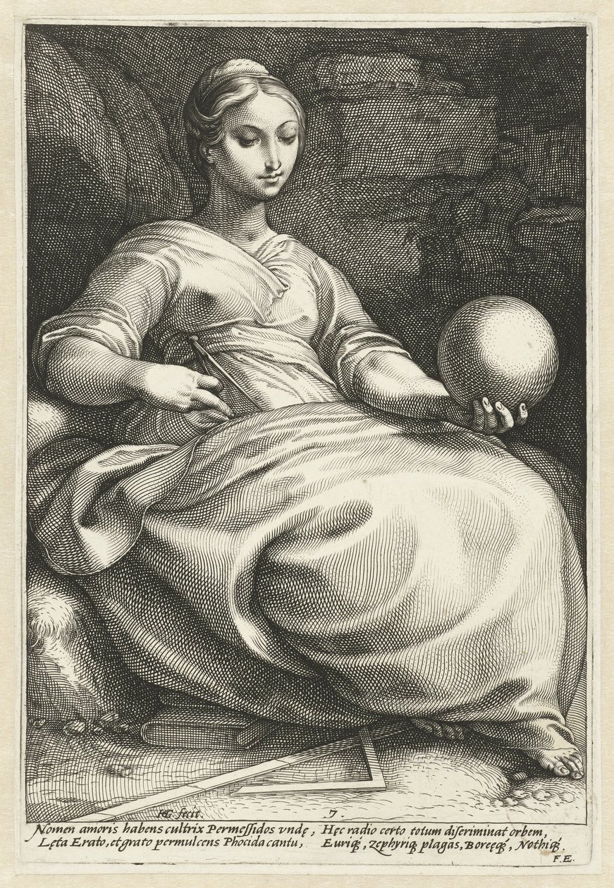 Erato Devět múz (název série) od Hendrick Goltzius