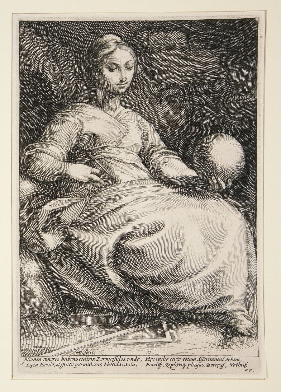 Erato, tabule 7 ze série Devět múz od Hendrick Goltzius