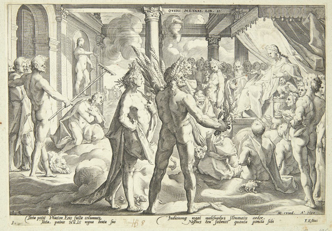 Phaeton žádá sluneční vůz od Hendrick Goltzius