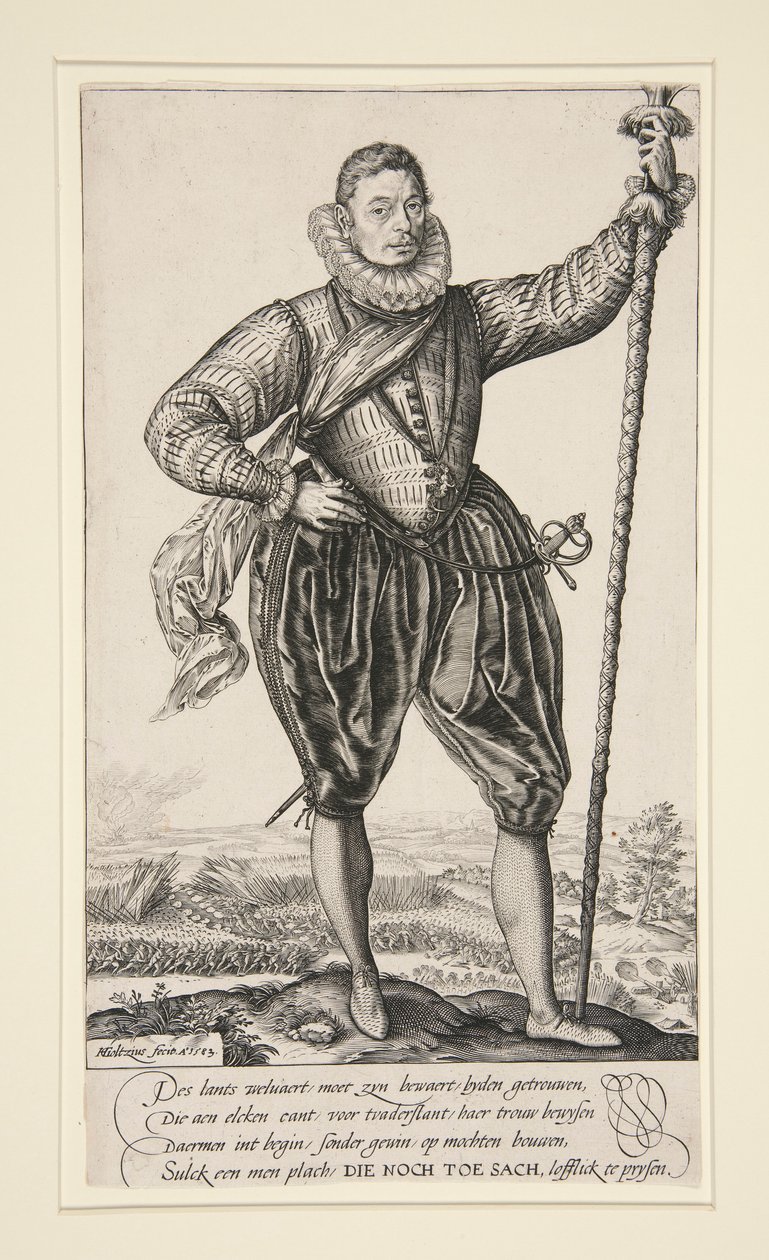 Gerrit de Jong (nebo nositel štiky stojící) od Hendrick Goltzius