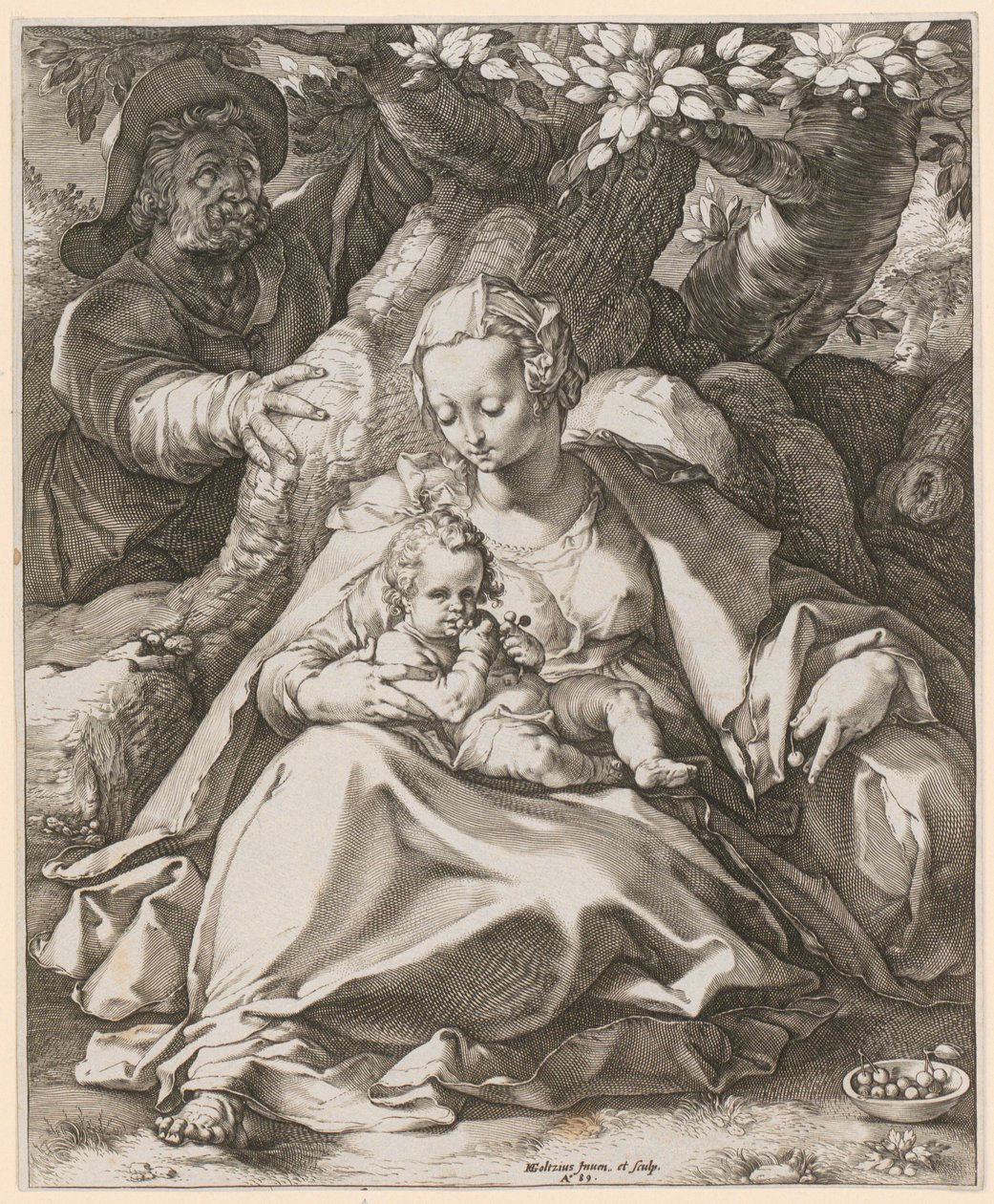 Svatá rodina pod třešňovým stromem od Hendrick Goltzius