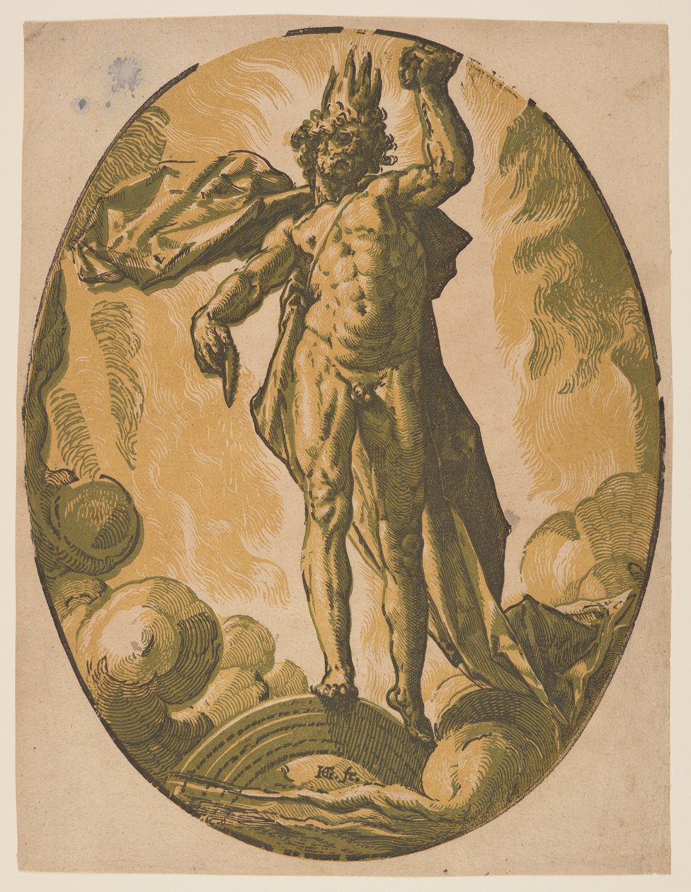 Hélios, z knihy Božstva od Hendrick Goltzius