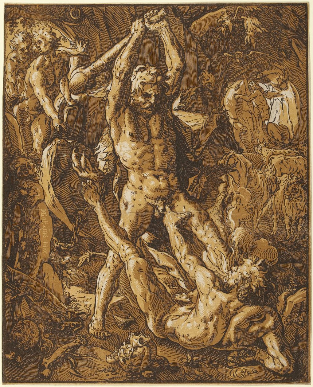 Herkules zabíjí Caca od Hendrick Goltzius