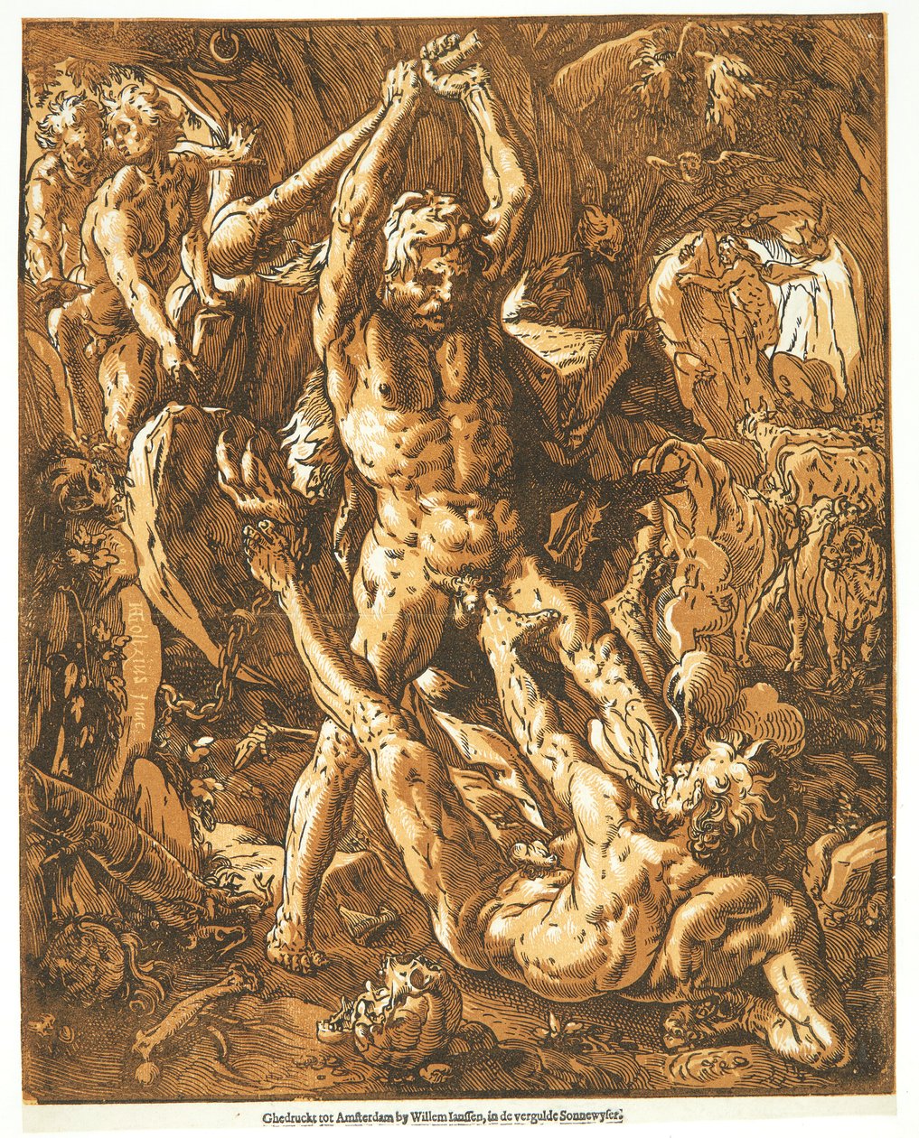 Herkules zabíjí Kaka od Hendrick Goltzius