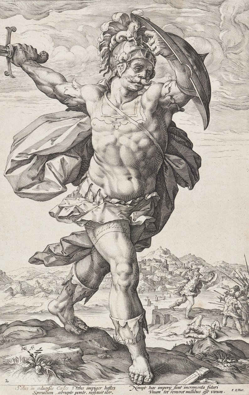Horatius Cocles (Římští hrdinové, list 2) od Hendrick Goltzius