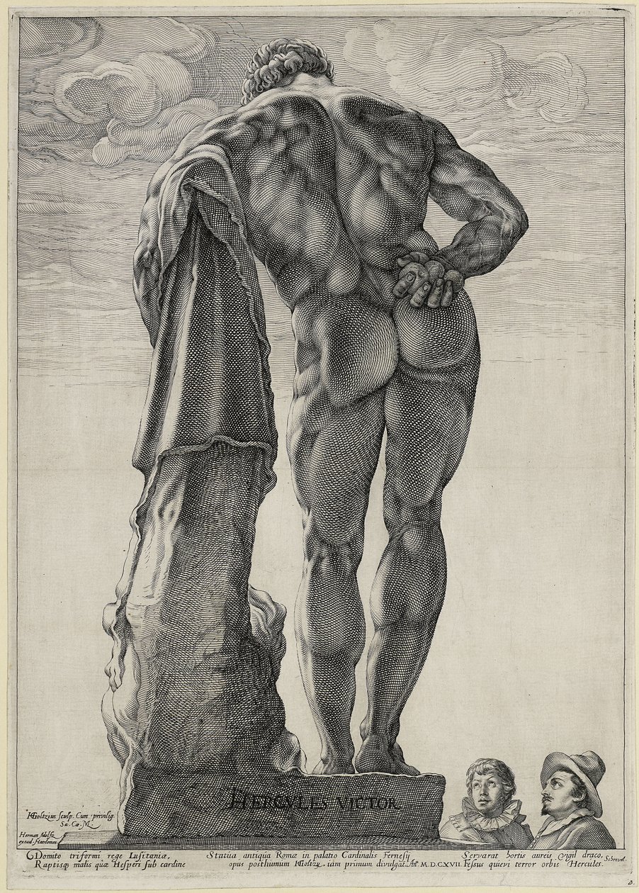 Jacob Matham a Hendrick Goltzius pozorují Farneského Herkula od Hendrick Goltzius