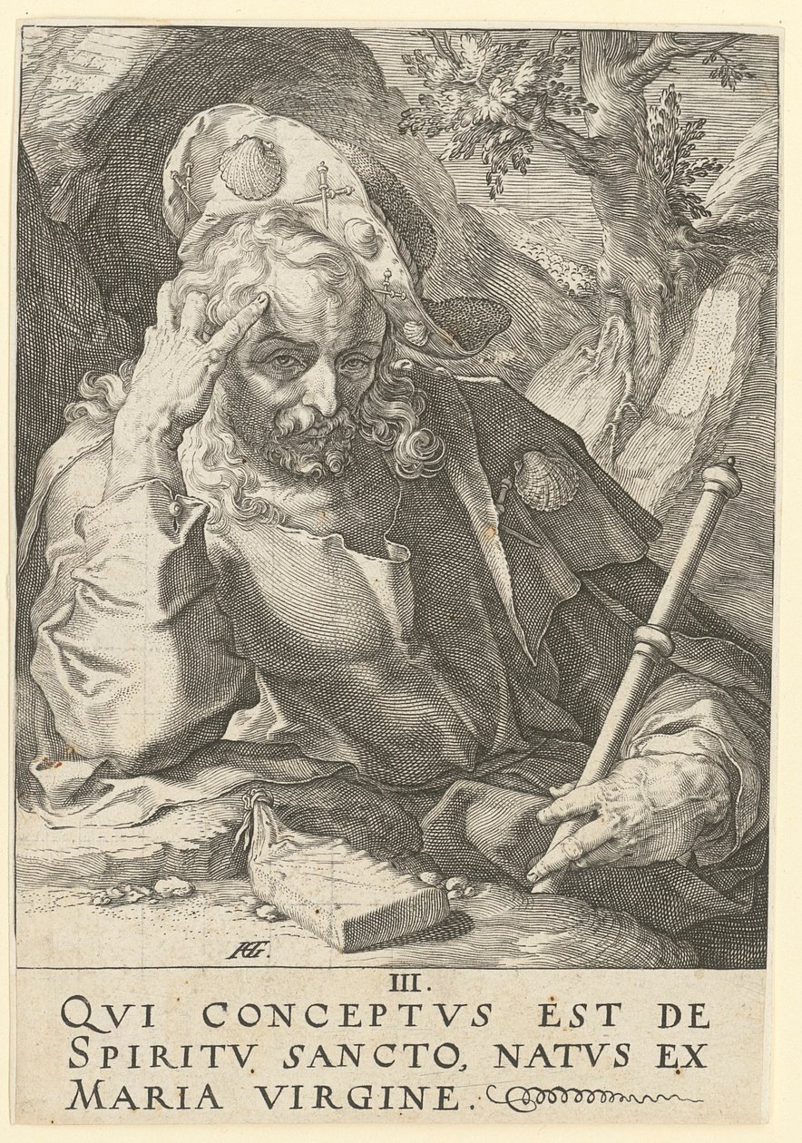 Jakub Starší, list č. 3 ze série „Kristus, dvanáct apoštolů a Pavel“ od Hendrick Goltzius