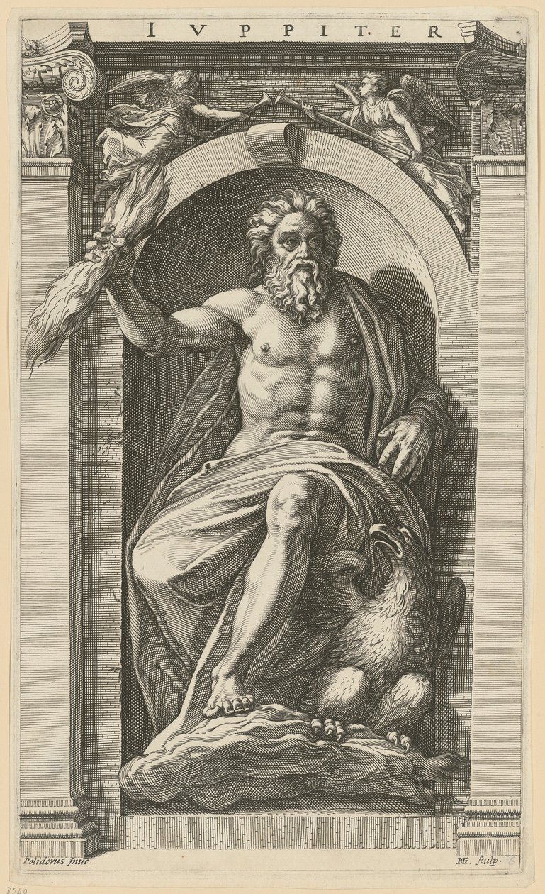 Jupiter, list č. 6 ze série „Osm antických božstev“ od Hendrick Goltzius