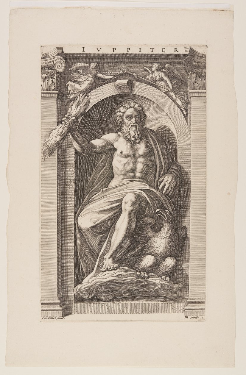 Jupiter, z knihy Osm pohanských bohů od Hendrick Goltzius