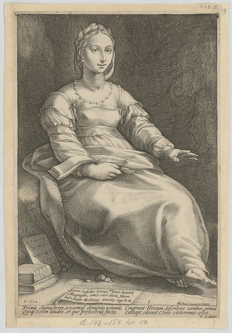 Kalliope, list 1 ze série „Devět múz“ od Hendrick Goltzius