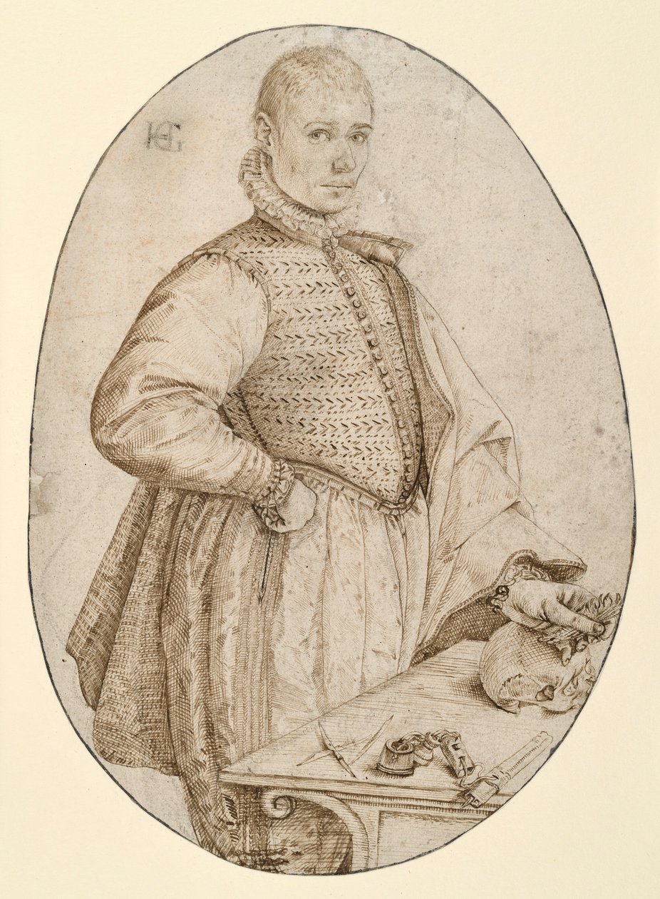 Postava mladého muže po kolena obrácená doprava (Gysbrecht van Batenburg) od Hendrick Goltzius
