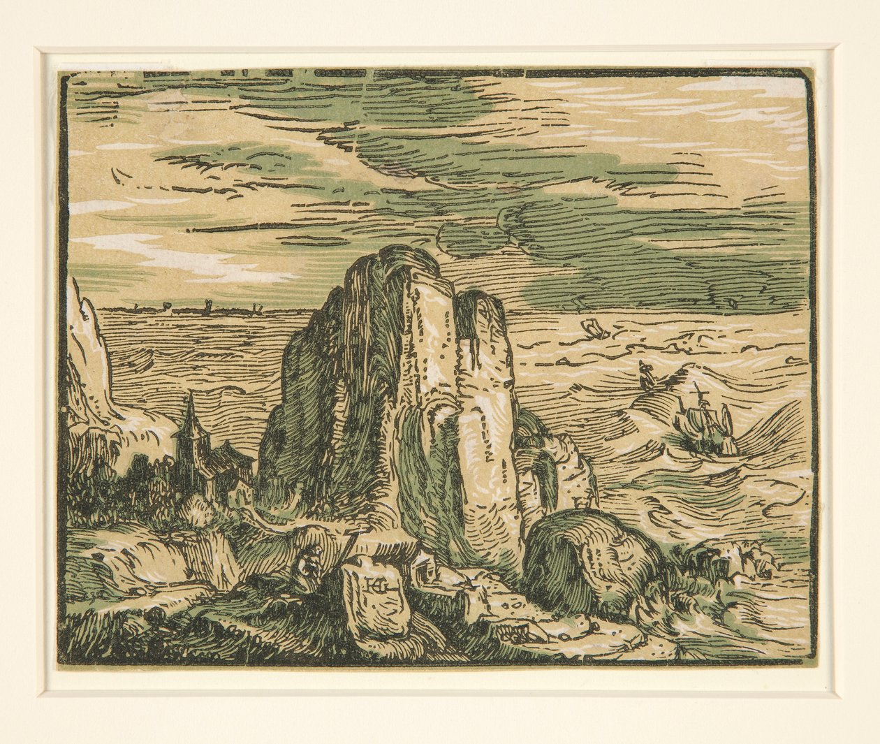 Krajina s útesem na pobřeží od Hendrick Goltzius