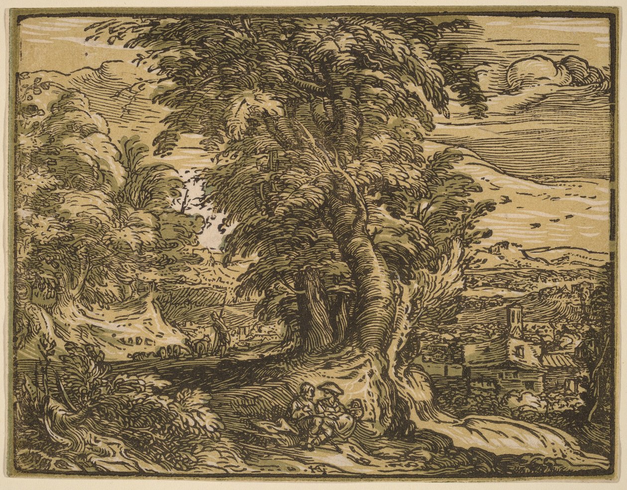 Krajina s pastýřským párem od Hendrick Goltzius